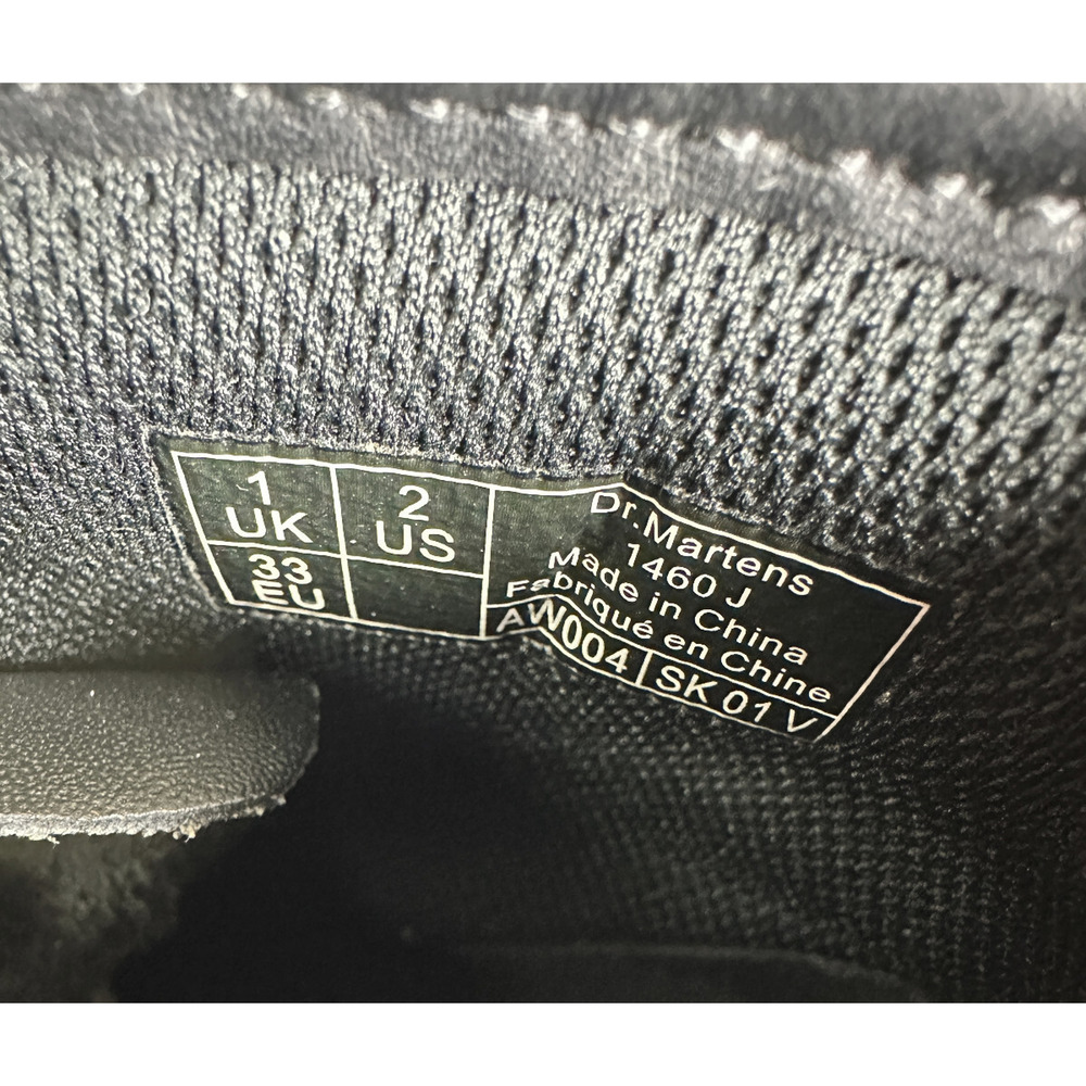 Dr. Martens Junior 1460 Softy T Black Leather Lace-Up Side Zip Boots Kids Size 2 - Picture 13 of 14